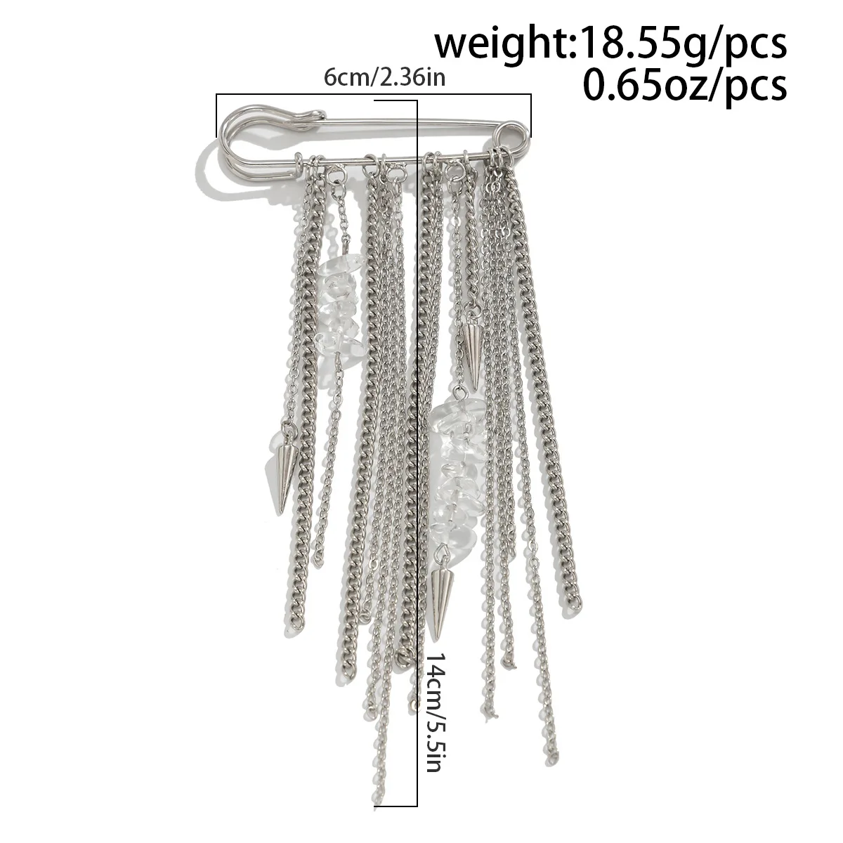 Ins Metal Chain Tassel Pin Brooch Design Sensation Pebble Rivet Leg Chain Shortening Decoration