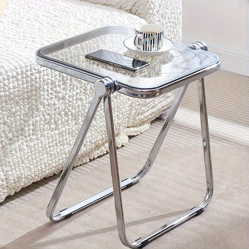 

Foldable transparent thick small coffee table, simple computer desk, sofa edge table, light luxury coffee table, small desk