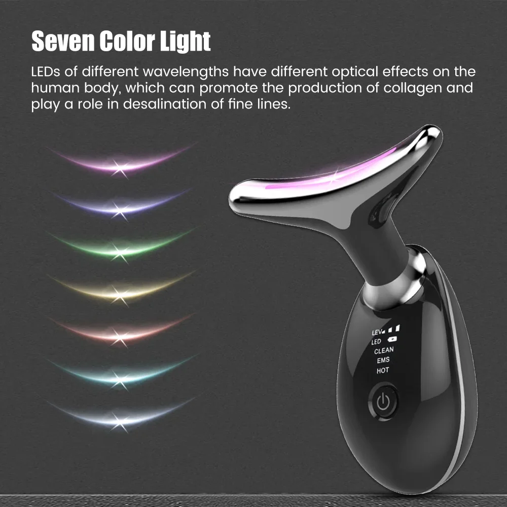 7 Color LED Face Lifter Neck Beauty EMS Neck Face Lifting Massager Skin Tighten Device Photon Anti Wrinkle Double Chin Remover