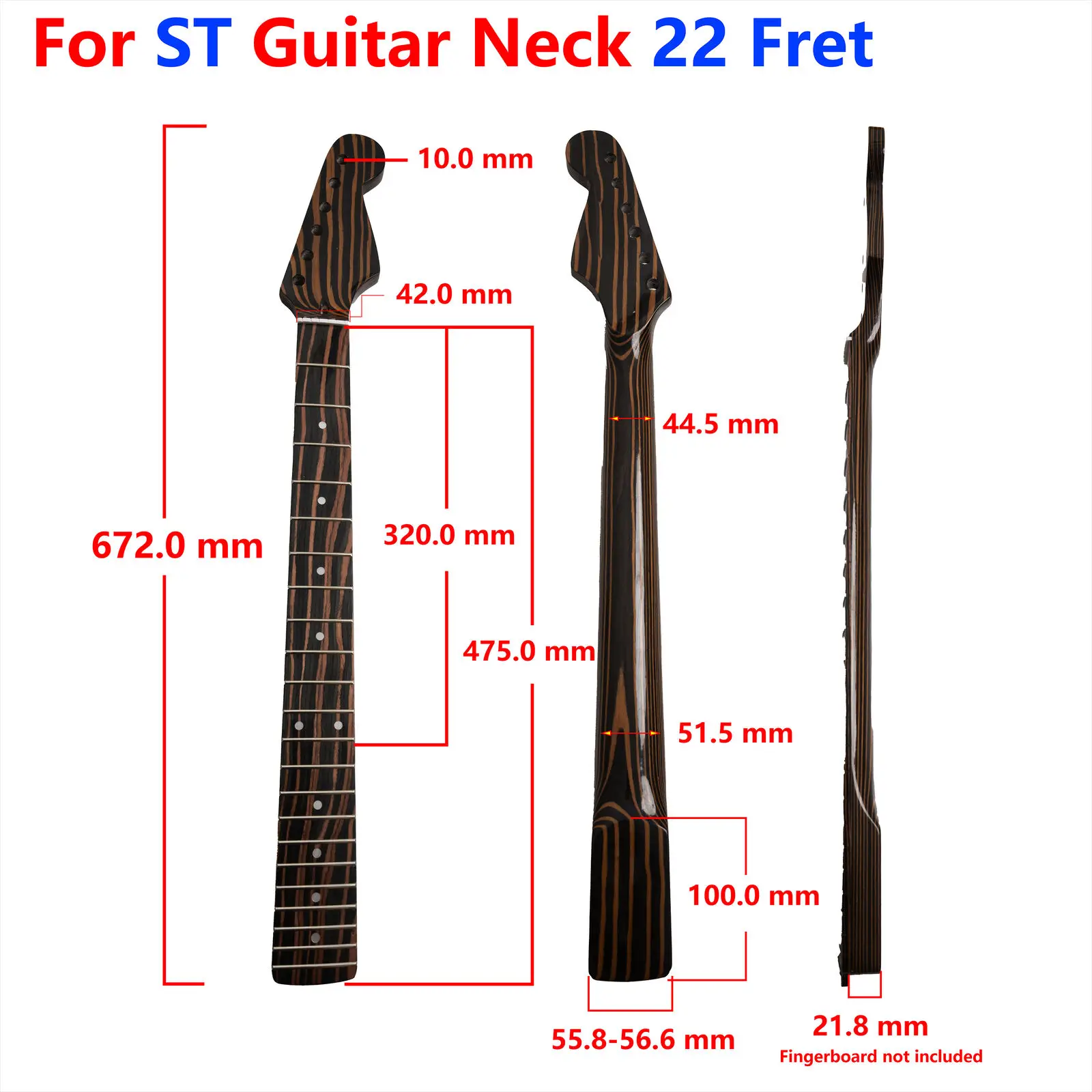 

Electric Guitar Neck 22 Frets Zebra Wood Fretboard for ST Electric Guitars Replacement Parts