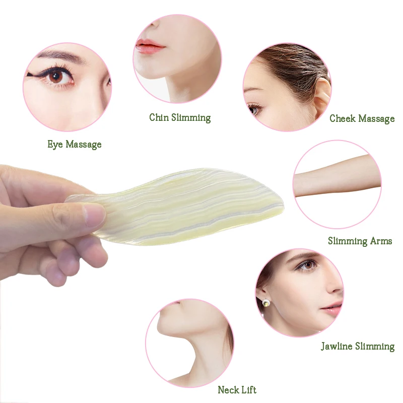 Natural Jade Roller Face Massage Gua Sha Board Crystal Stone Jade Massager Body Facial Eye Scraping Board Face Lift