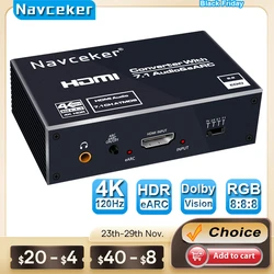 2023 najlepsza eARC HDMI 2.0 ekstraktor Audio 4K 120Hz RGB8:8:8 HDR rozdzielacz HDMI konwerter Audio 4K HDMI na optyczne TOSLINK SPDIF 7.1