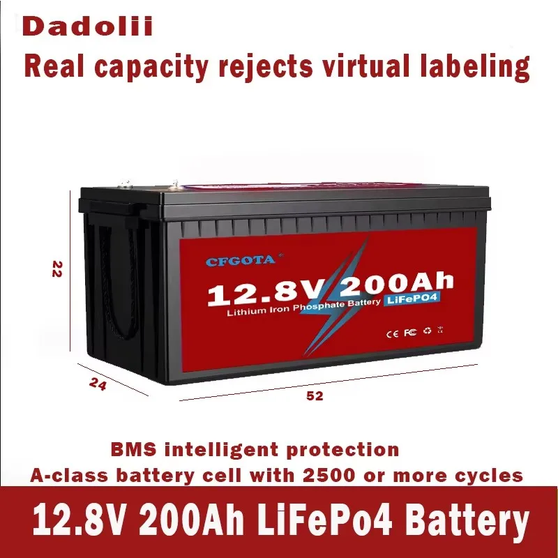 12V 200Ah 12V 120Ah LiFePO4 Battery Lithium Iron Phosphate Battery Built-in BMS for Solar Power System RV House Trolling Motor