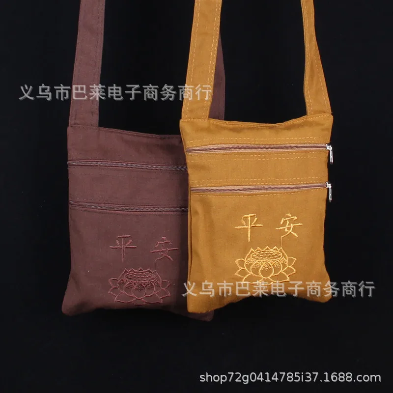 Canvas Lay Buddhist Crossbody Bag Zen Mobile Phone Pouch