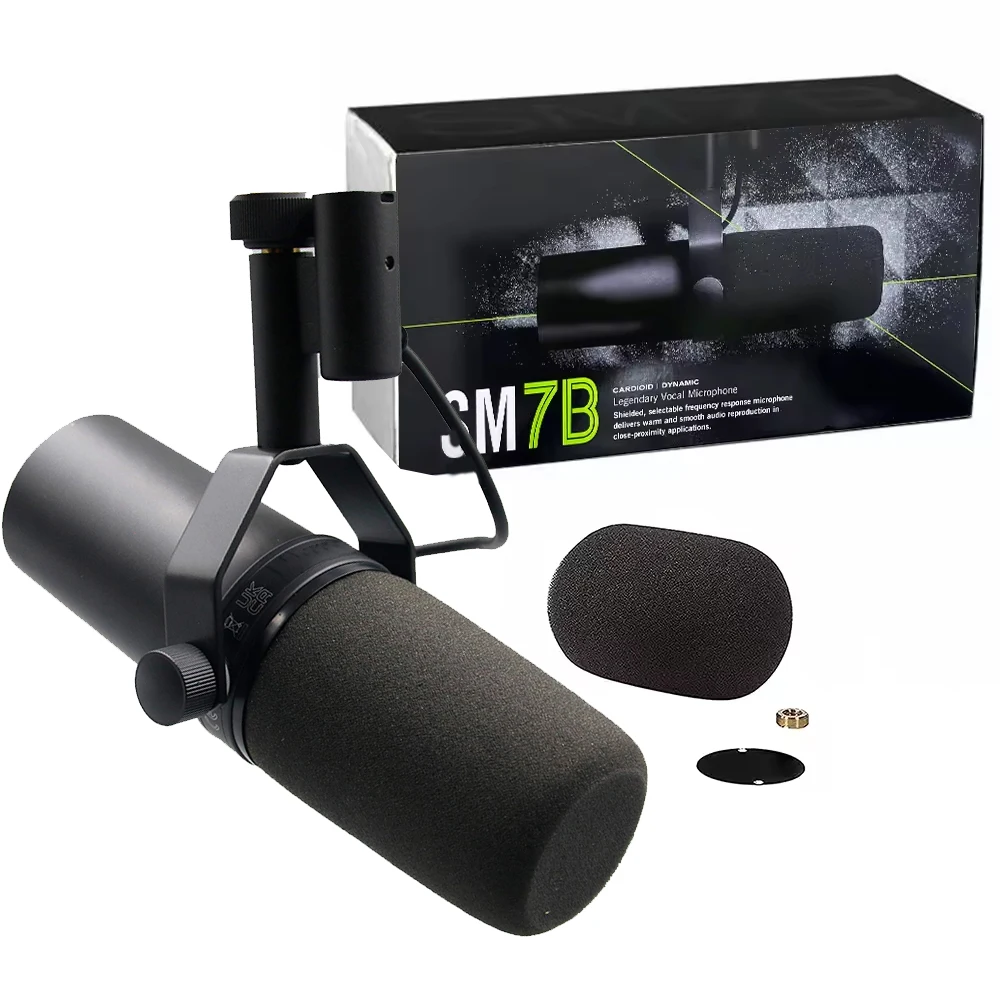 SM7B Cardioid Dynamic Microphone for Studio Recording and Podcasting with Smooth Audio Response Built-in Pop Filter Low Noise