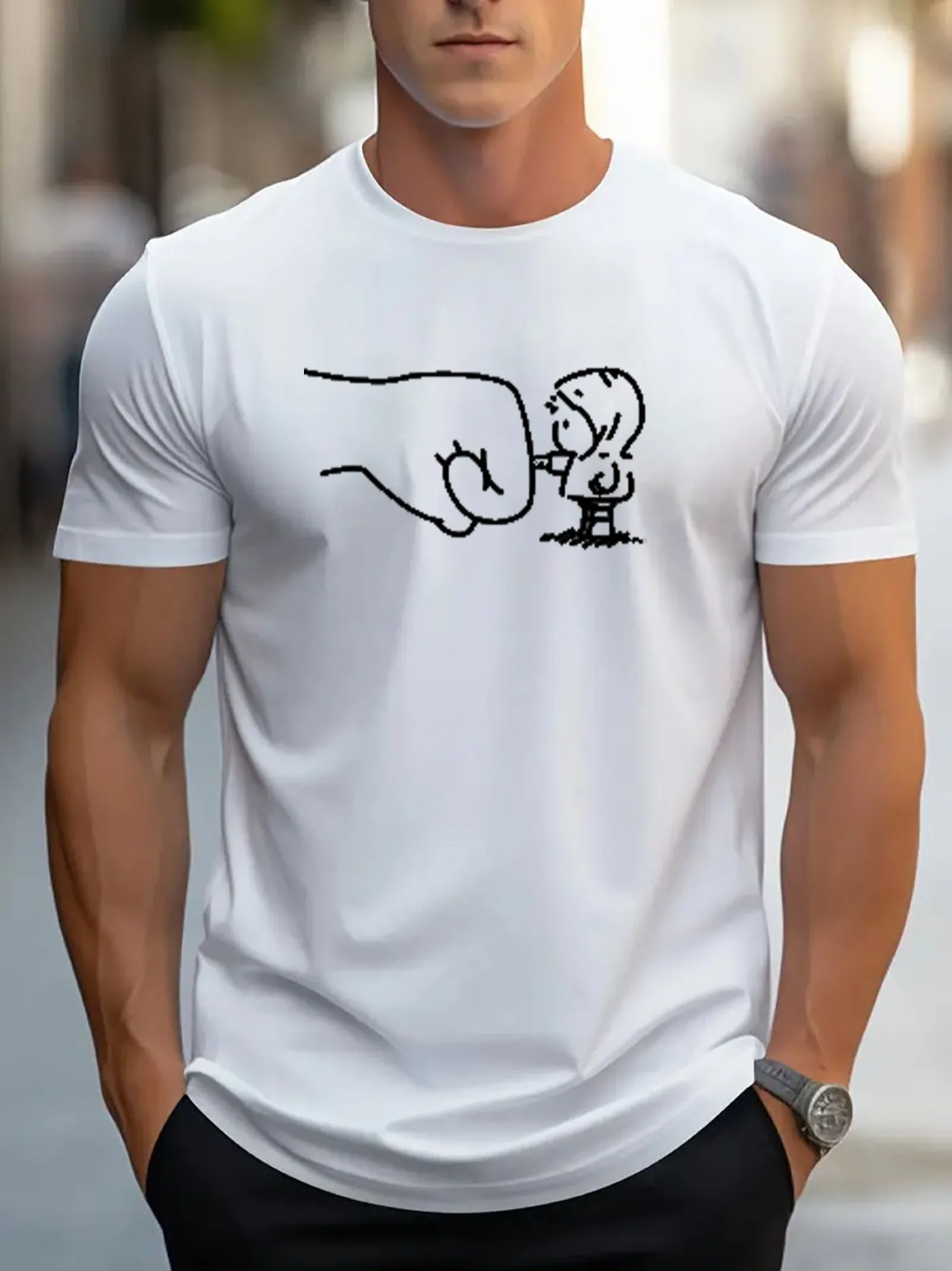 Men Casual Short Sleeve Tee 1 Pcs 100% Heavy Cotton - Comfortable Crew Neck, Soft Adorable Tees Tops