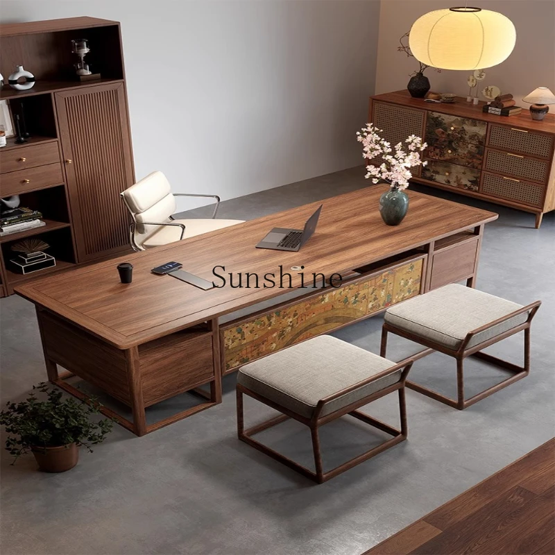 

New Chinese-style boss desk dual-purpose negotiation table atmospheric high-end