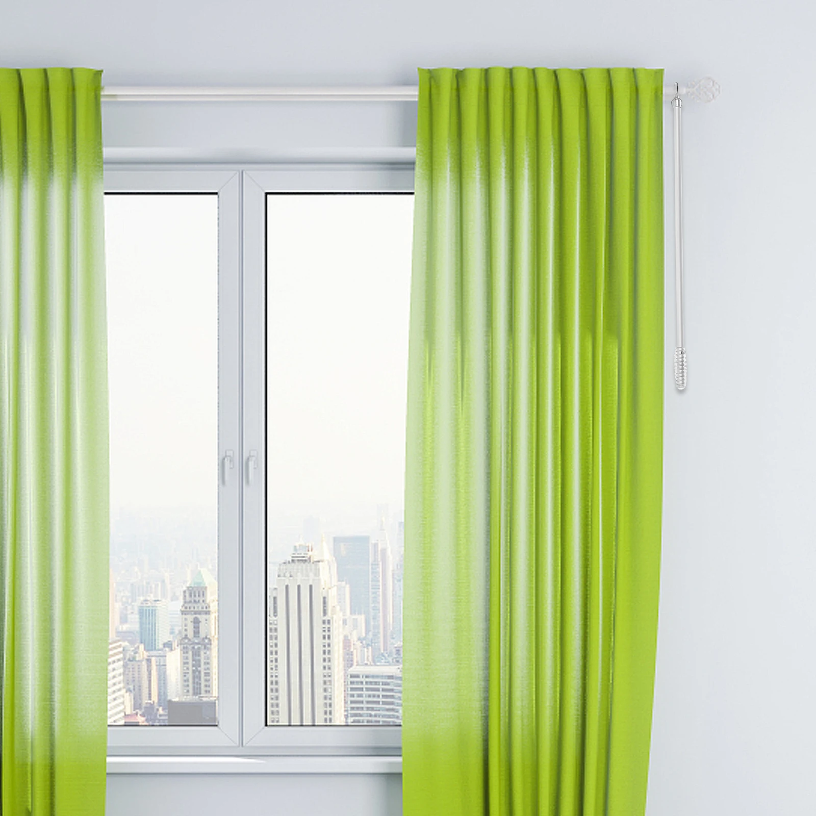 

Aluminum Alloy Hand-pull Rod Curtains Drapery Wands Silver Roman Pole Opener Portable Long Modern Track Accessories