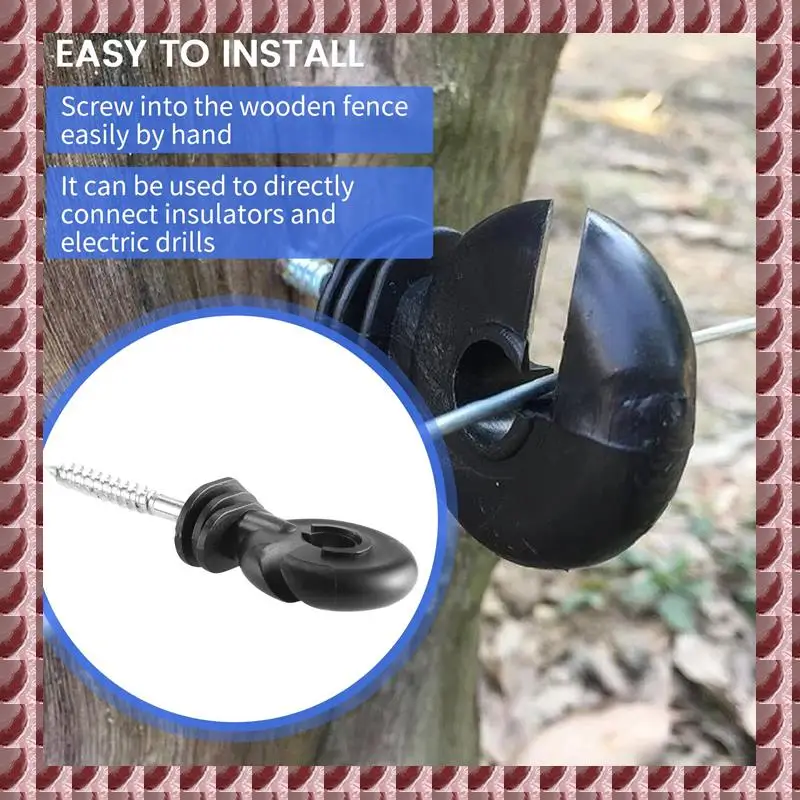 

A95G 40Pcs Electric Fence Insulators Screw,Electric Fence Ring Insulator Tape Screw Wood Post Insulators Screw-In,Screw