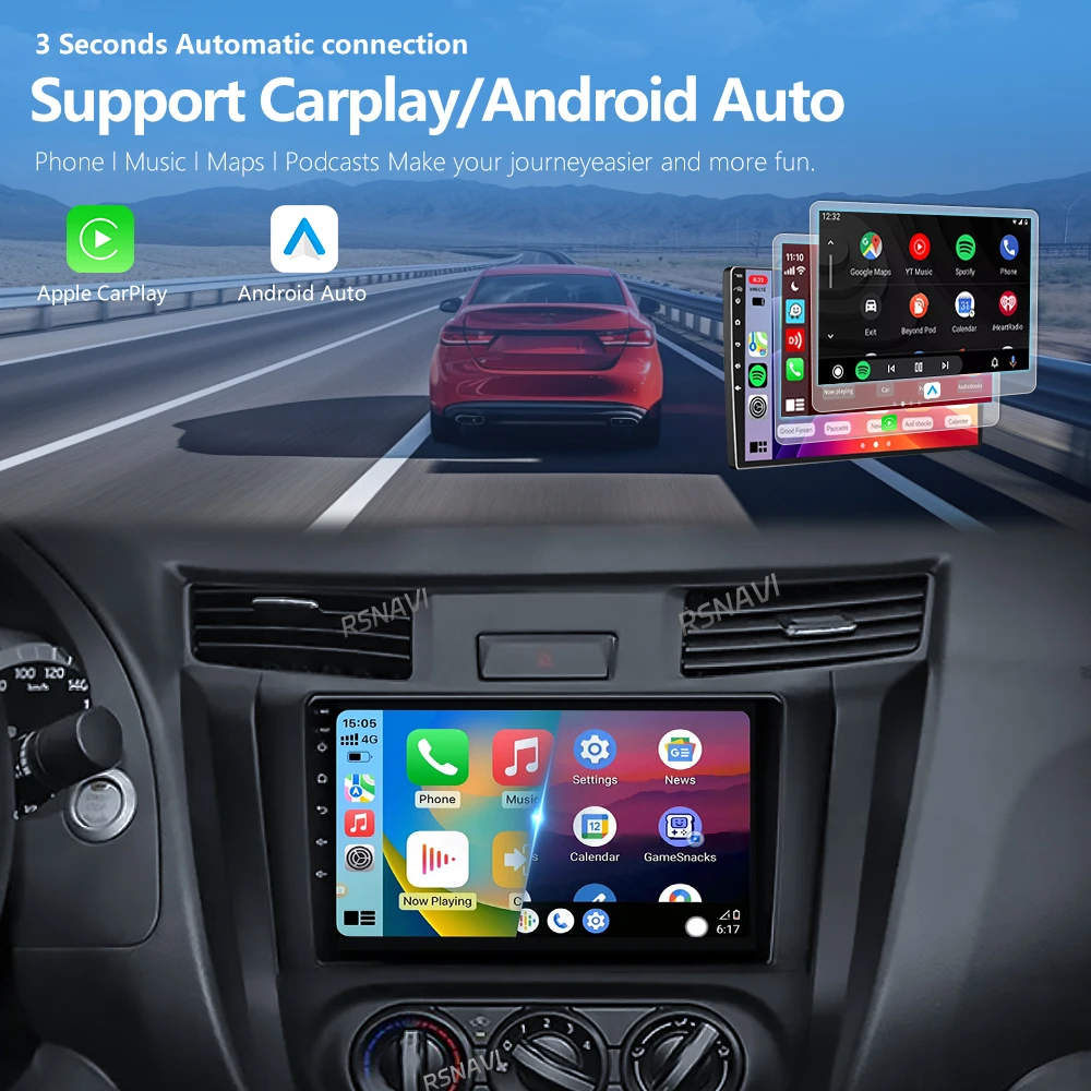 أندرويد 15 Carplay راديو السيارة مشغل وسائط متعددة لنيسان نافارا فرونتير NP300 4 D23 2014-2021 Autoradio ستيريو 2din رئيس وحدة