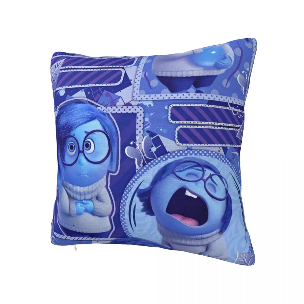 Pillow Case Inside Out 2 Sadness Square Pillow Cover Retro Trendy Cushion Cover Pattern Pillowcases For Sofa Car Home Decor