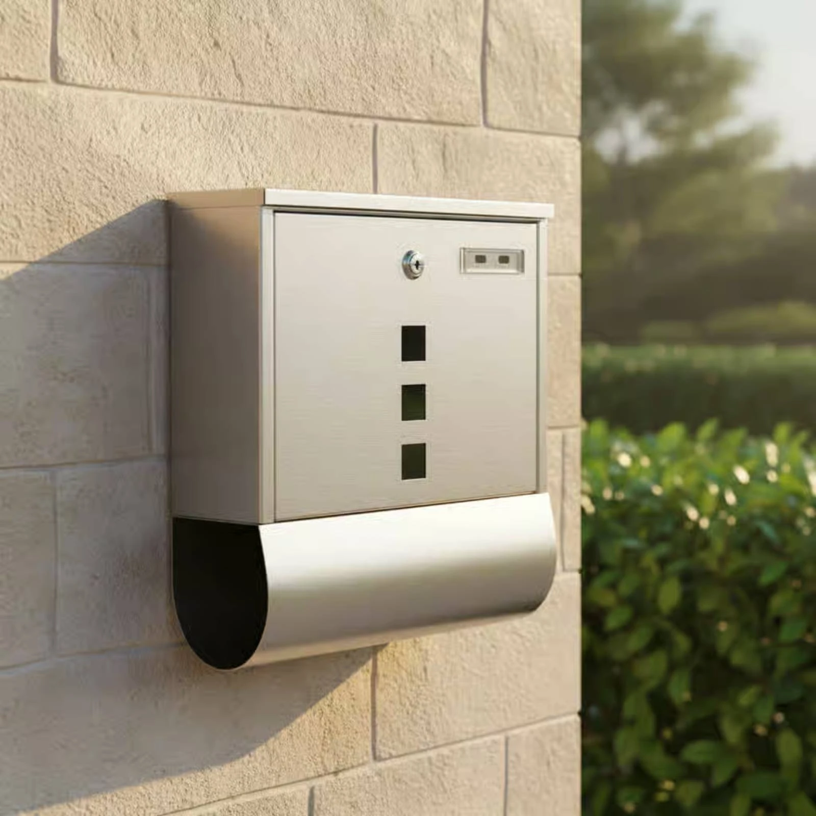 Locking Stainless Steel Mailbox Curved Front Mailbox with Viewing Window