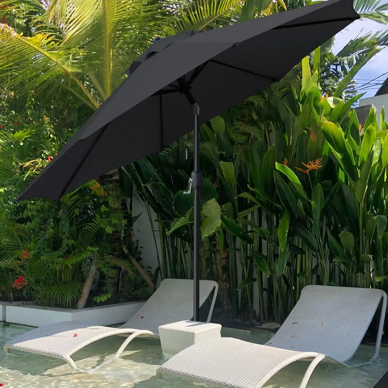 

9' Patio Umbrella Outdoor Table Umbrella with 8 Sturdy Ribs