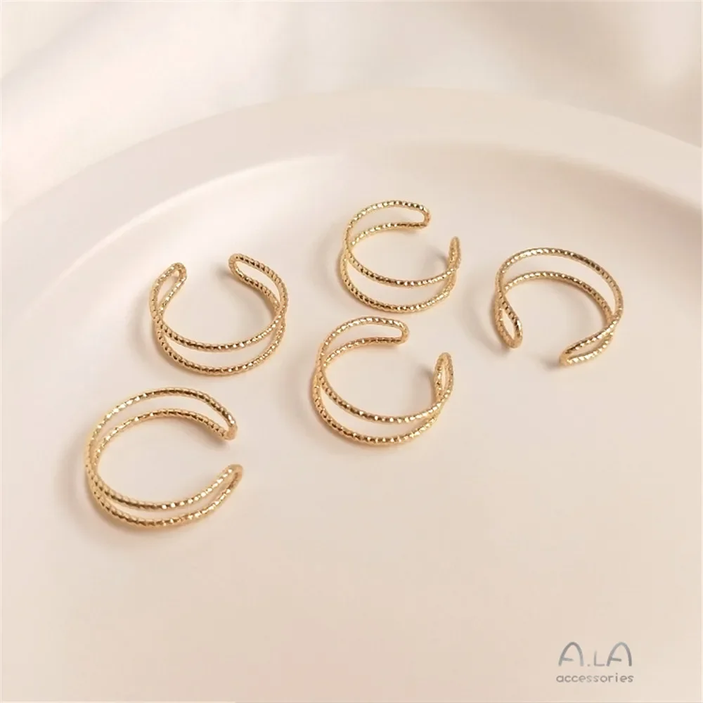 Anillo de doble hebra de alambre de cobre trenzado chapado en oro de 14K, anillo de bobinado de cuentas hecho a mano, accesorios diy