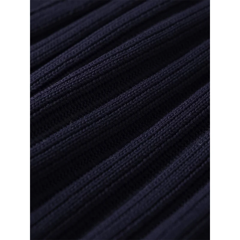 Yenkye primavera 2026 feminino botão frontal bud azul marinho malha mini vestidos manga longa decote em v roupas chiques