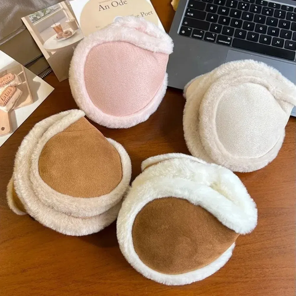 Comfortable Thicken Plush Winter Earmuffs Cold Protection Antifreeze Ear Cover Solid Color Fleece Ear Muffs Women