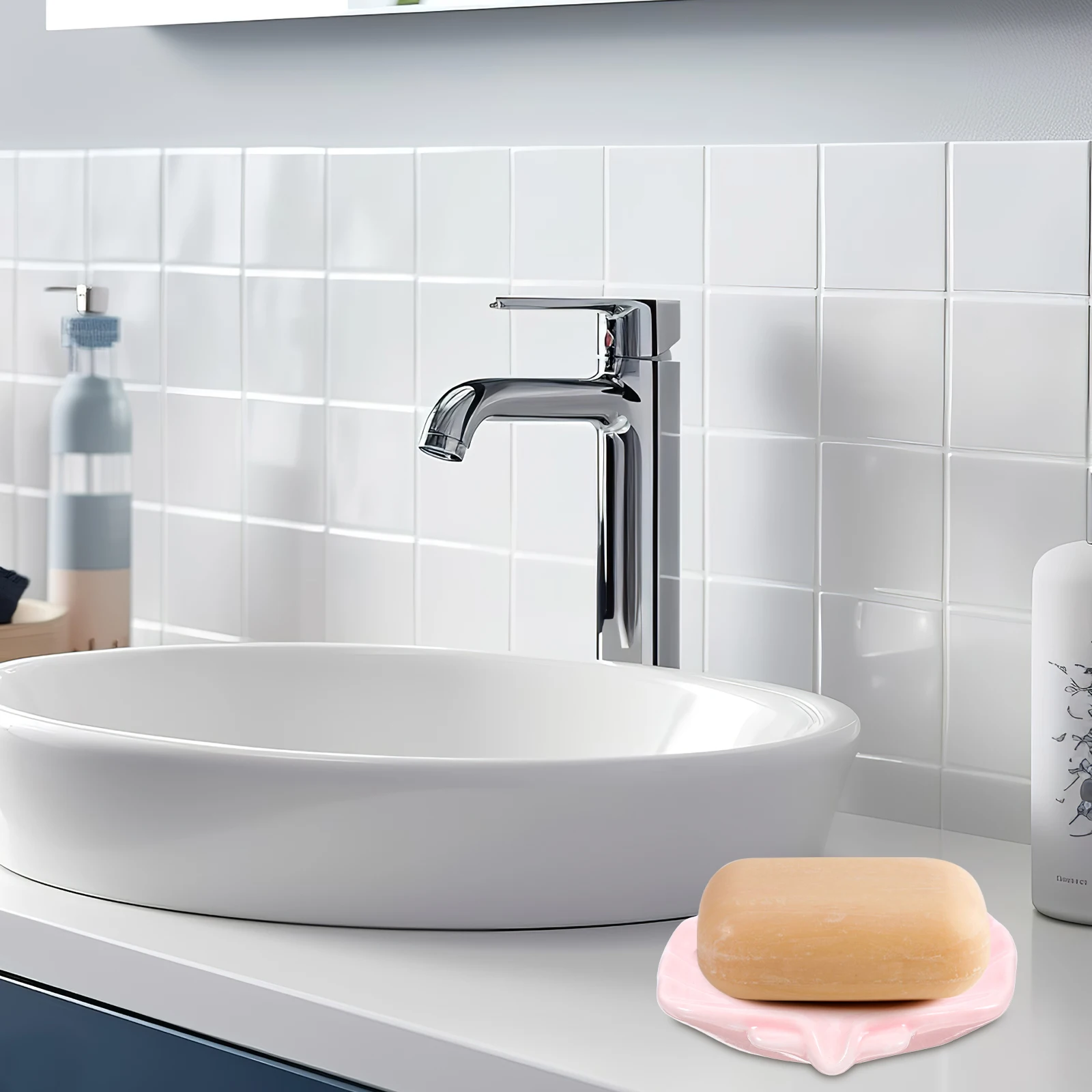 

Shell Shape Ceramic Soap Dish Bathroom Soap Holder Decorative Shell Tray for Kitchen Bathroom Countertop Shower