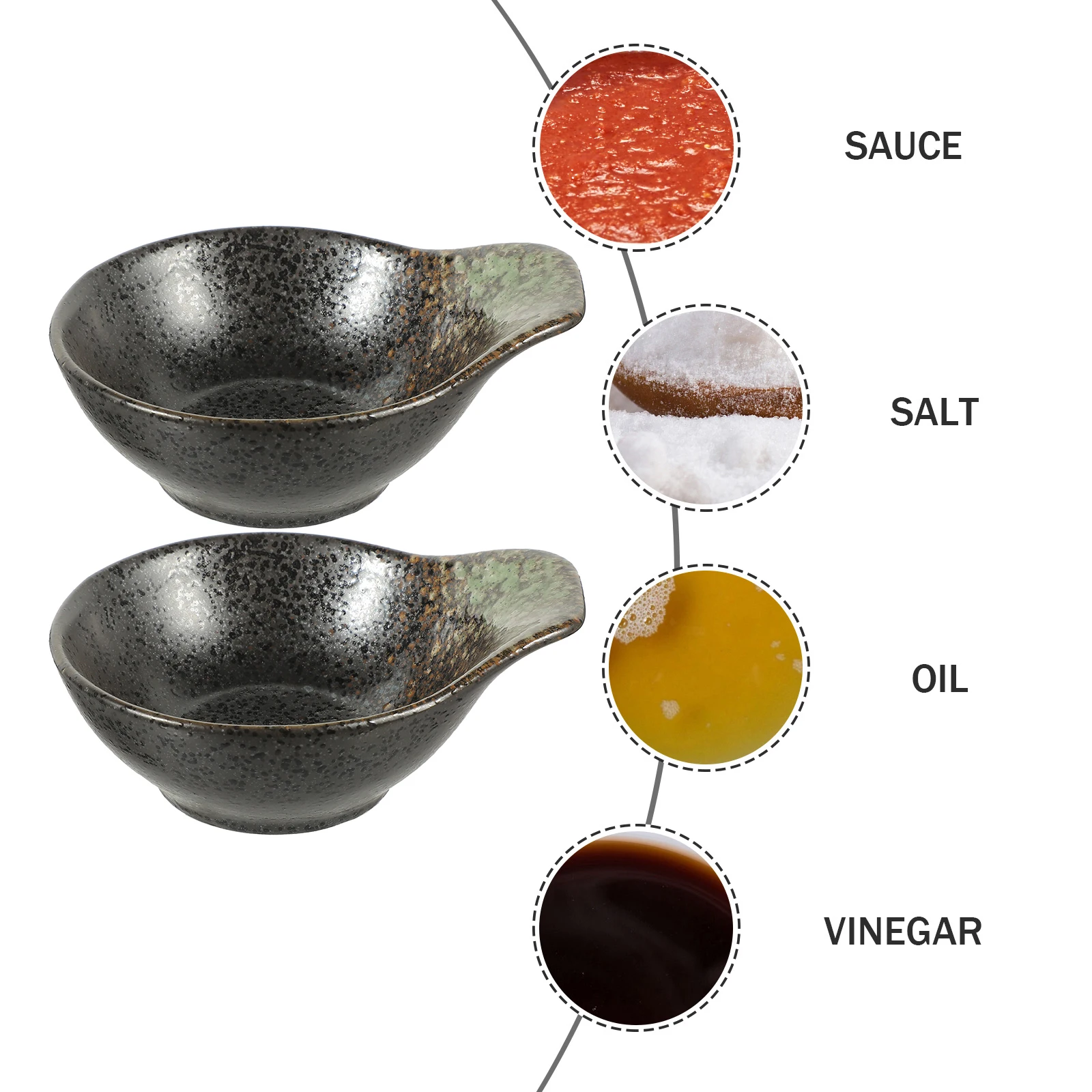 

2Pcs Ceramic Dipping Bowls Condiment Containers for Sushi Butter Jam Desserts Lightweight Well Use Soy Sauce Dish