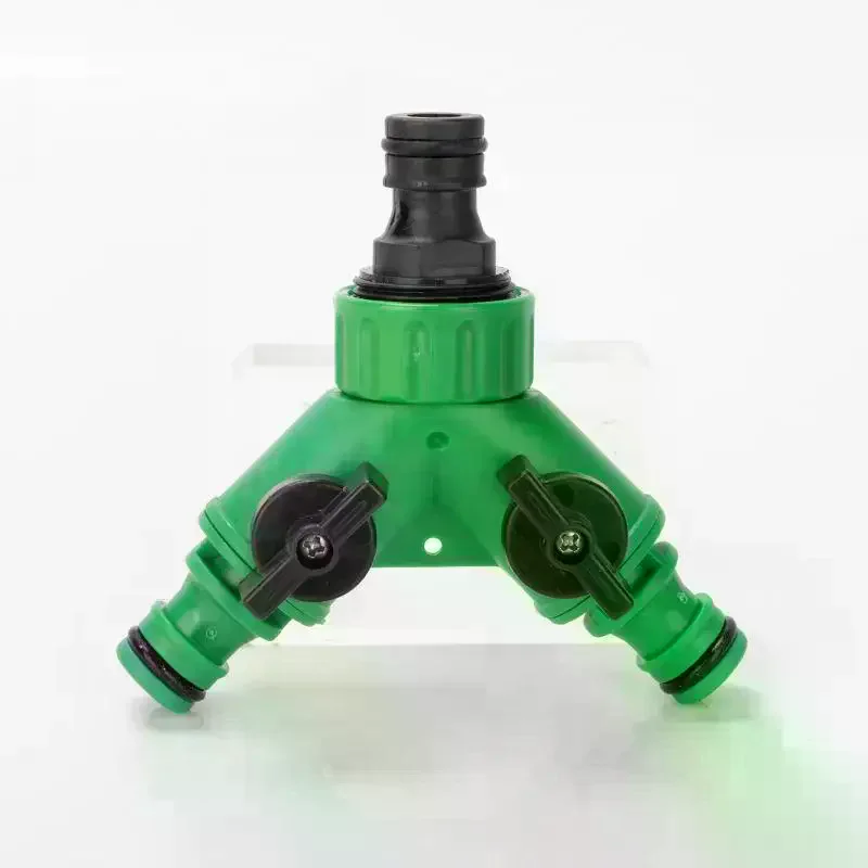 Water Splitter Y Connector 2-Way Valve With Switch - Quick Plastic Adapter For Faucet Irrigation Flower Landscaping Garden