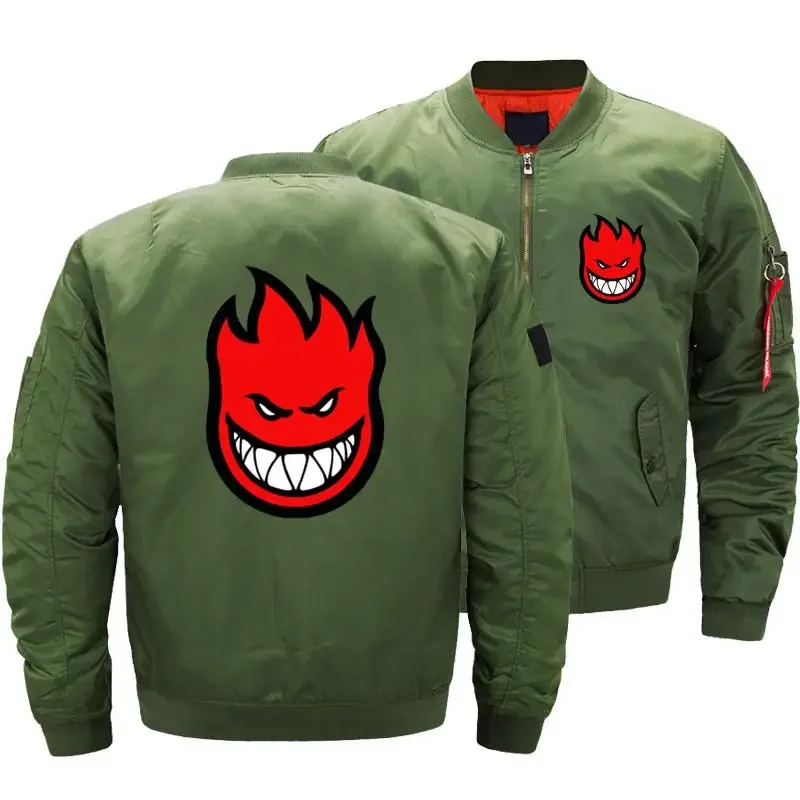 Ripper Spitfire Men Windbreaker Thick Zipper Motorcycle Bomber Jacket Graphic Coats Pilot Jackets Military Aviator Clothing