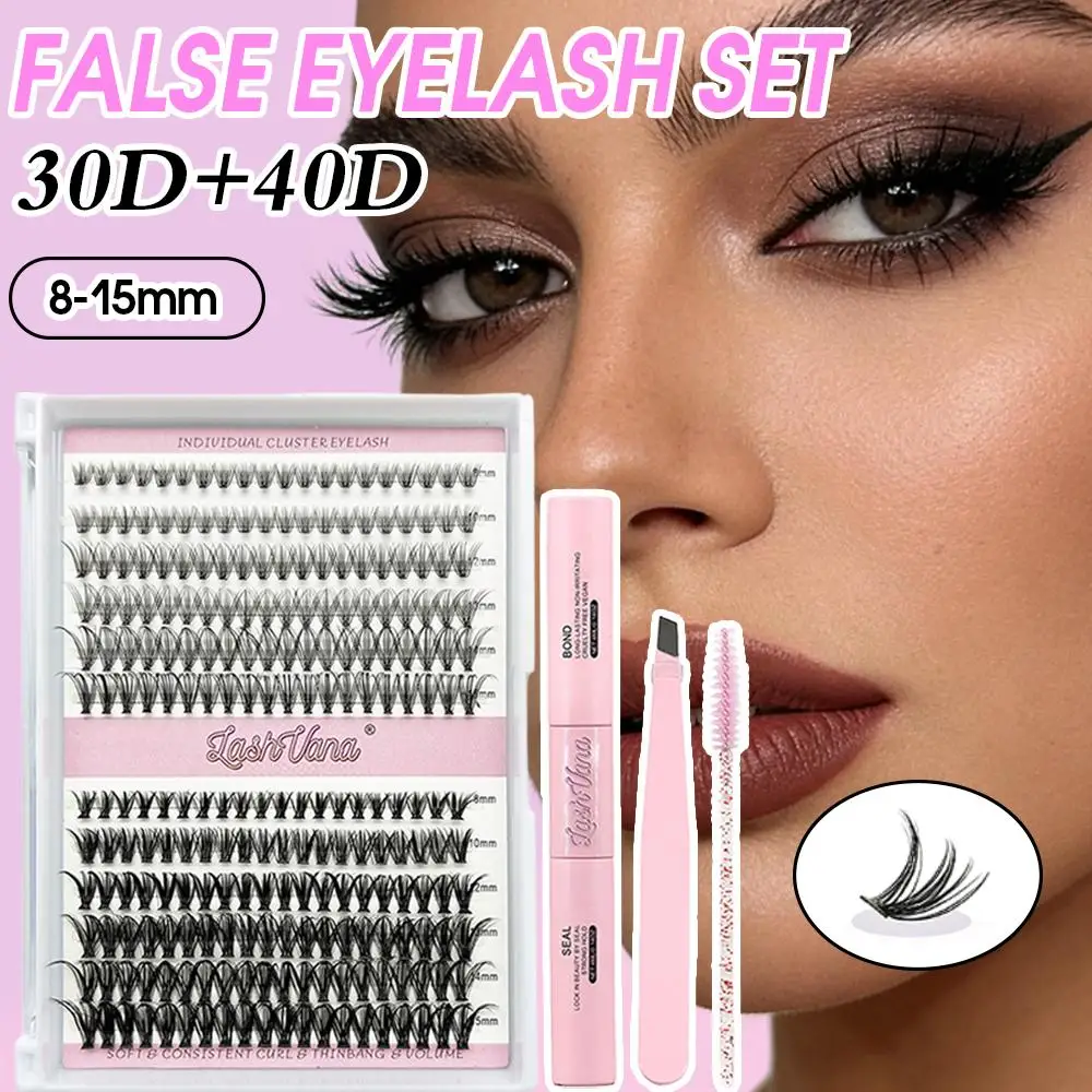 Segmentiertes Single-Cluster-Set für falsche Wimpern 20D 40D Gemischte Anwendung von Wimpernverlängerungen mit Pinzette, Bürstenkleber