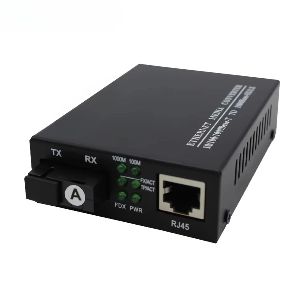 10/100/1000 Gigabit Fiber Media Converter Single Mode 1310nm SC Port RJ45 FTTH/FTTP/FTTX Network Device