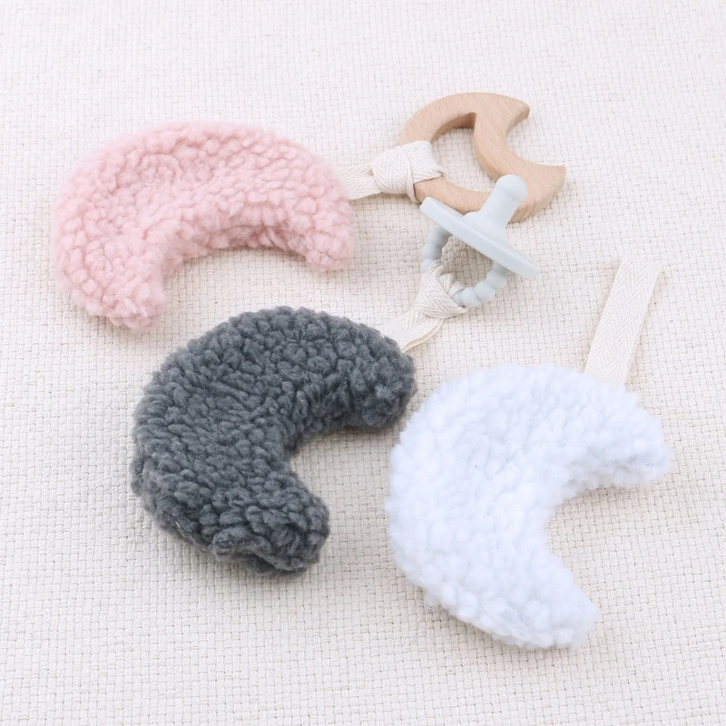 Soft Fluffy Moon Shape Baby Pacifier Clips Chain Pendant Cute Flat Star Dummy Nipples Holder Clips Decor Baby Crib Toys