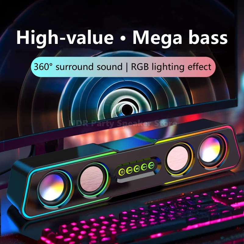 

Q3 Компьютерное аудио RGB Игровой сабвуфер 4-блочный стереодинамик высокой мощности Bluetooth 5,0 и 3,5 мм входа AUX Настольная звуковая панель