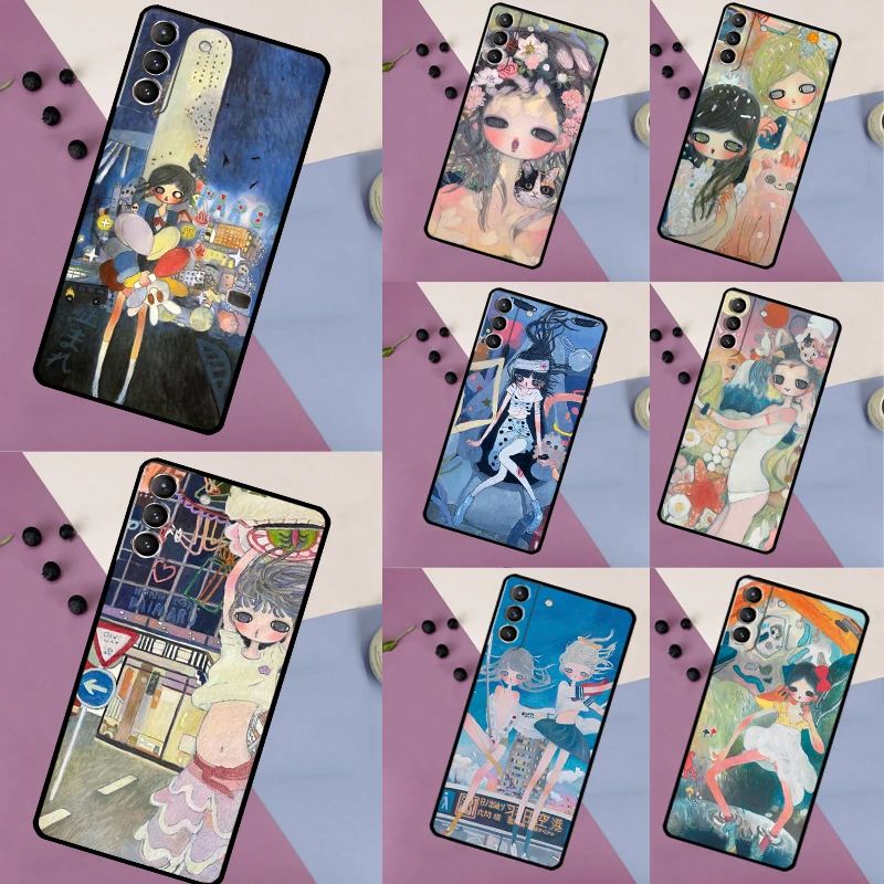 Cartoon Aesthetic Aya Takano Case For Samsung Galaxy S24 S22 S23 Ultra Note 20 S9 S10 Note 10 Plus S20 FE S21 FE Cover