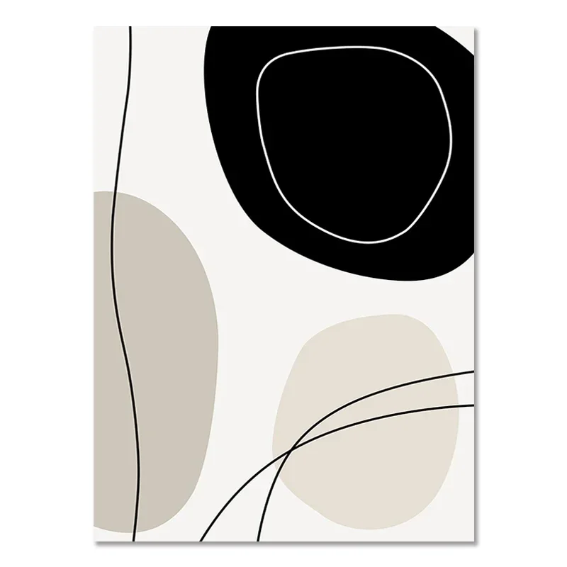 2026 Scandinavian Abstract Wall Art Geometric Beige and Black Arches Geometric Lines HD Poster Print Home Bedroom Living Room De