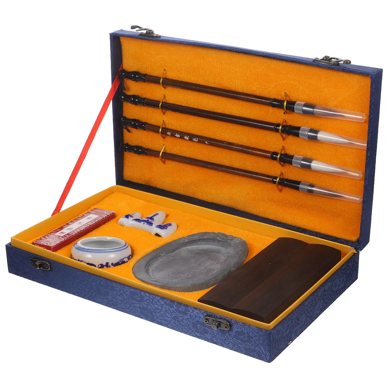 1Set Professional Writing Brush Set with Ink Stone Compact Lightweight for Calligraphy Practice Ideal for Student Learning and