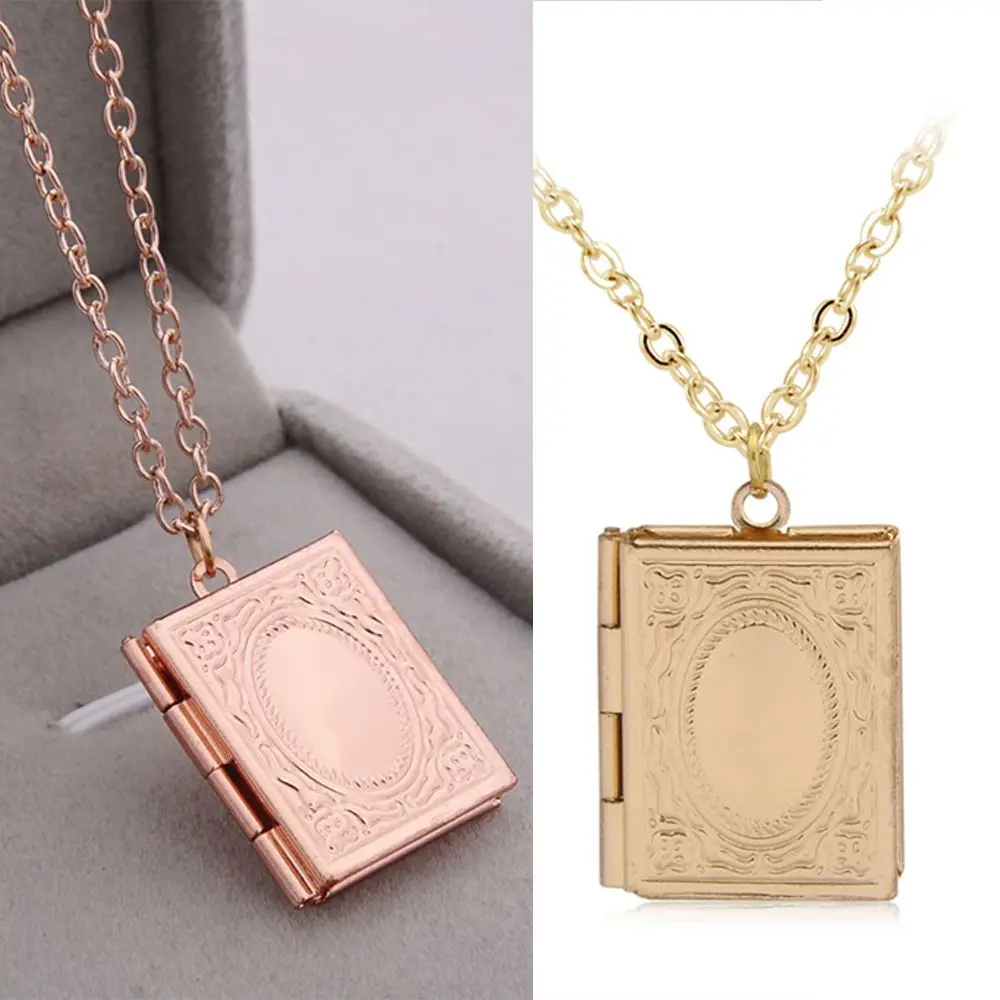 1PC Retro Necklace Book Locket With Photo Gift For Daughters Necklace Gift For Girlfriend Friendship Gift Vict Book