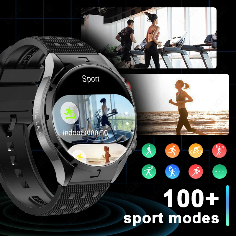 2025 Новые спортивные NFC модные умные часы с GPS, мужские умные часы с экраном AMOLED 1,43 дюйма, пульсометр, кровяное давление, здоровье, умные часы для XIAOMI IOS