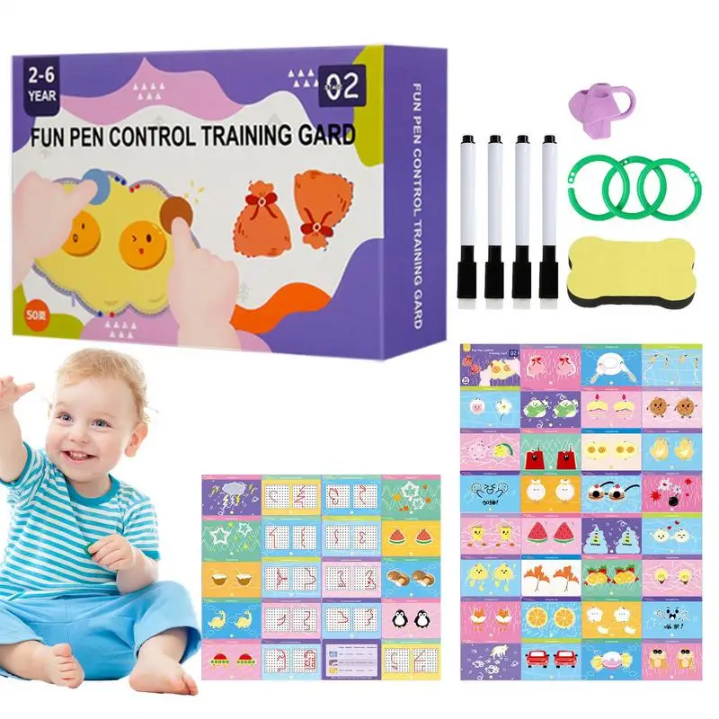 Wipe Clean Workbook Educational Handwriting Workbook Pen Control Book Sturdy Learning Tracing Books Preschool Learning Toys For