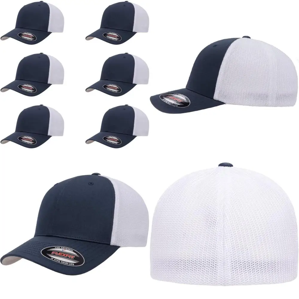 Stretchable Mesh Panels Mid-Profile Fitted Trucker Cap Bulk Pack Available