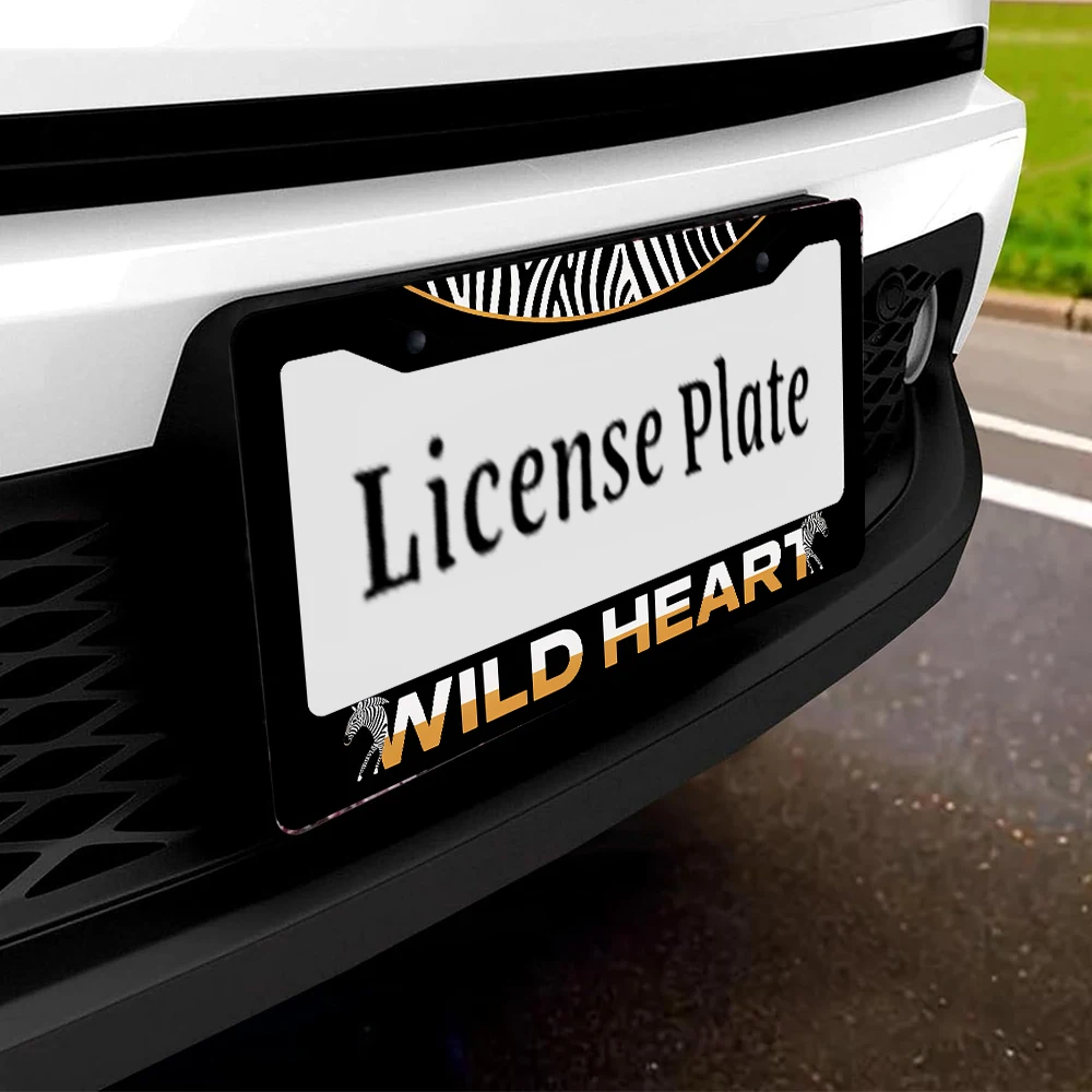 1 قطعة أبيض وأسود زيبرا نمط 2 حفرة إطار لوحة الترخيص ، مادة الألومنيوم ، 6x12 بوصة ، مع مجموعة المسمار ، سيارة الجدة الرجعية