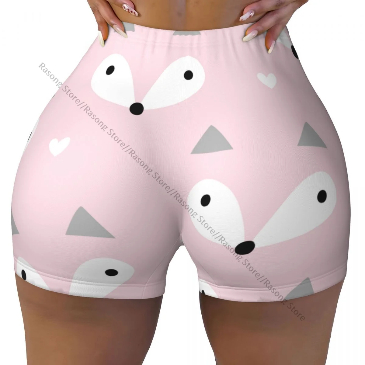 Sexy tight hip sports shorts Pastel Fox Pattern fitness women's comfortable yoga shorts