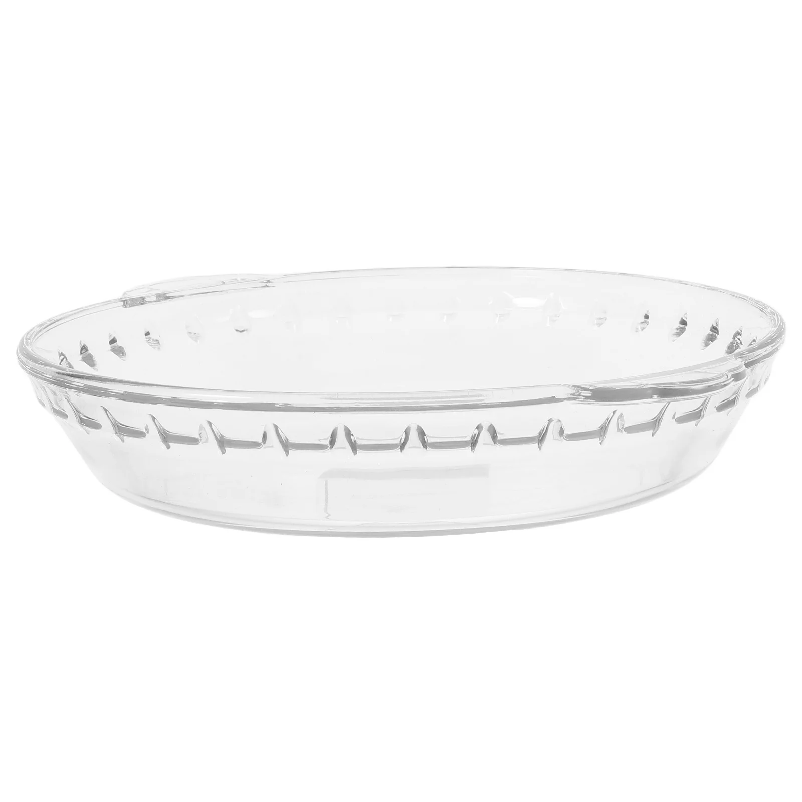 

1pc 7 Inch Glass Pie Plate Deep Round Baking Dish Microwave Oven Safe Heat Resistant Steamer Compatible Dishwasher Safe For