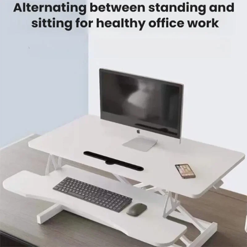 Double-layer Height-adjustable Office Desk Luxury Pneumatic Version Liftable Desk Computer Stand Standing Desktop Workstation