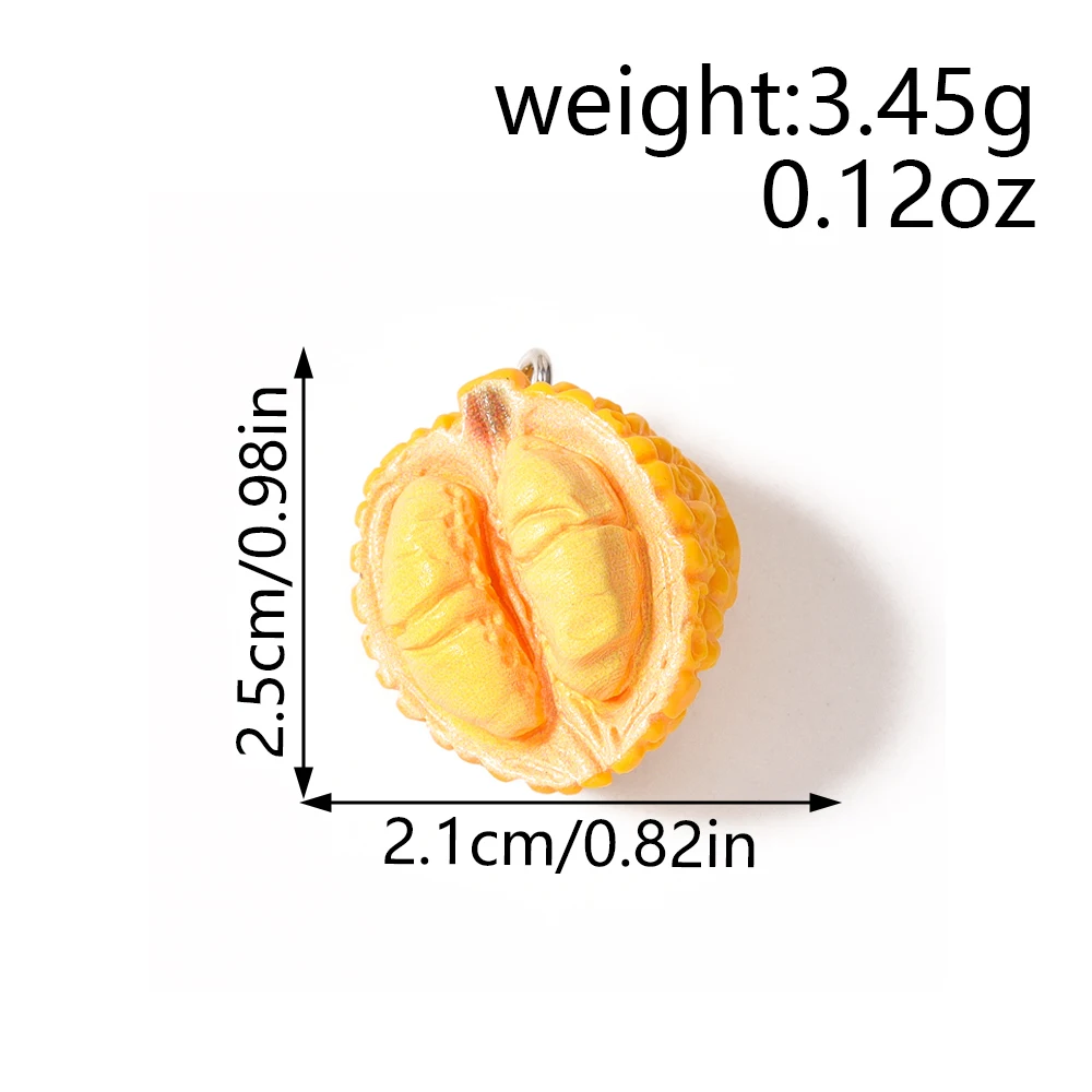 10pcs Lovely Cartoon Cute 3D Durian Pendant Fruits Charms For Diy Drop Earrings Necklace Handmade Jewelry Making Supply