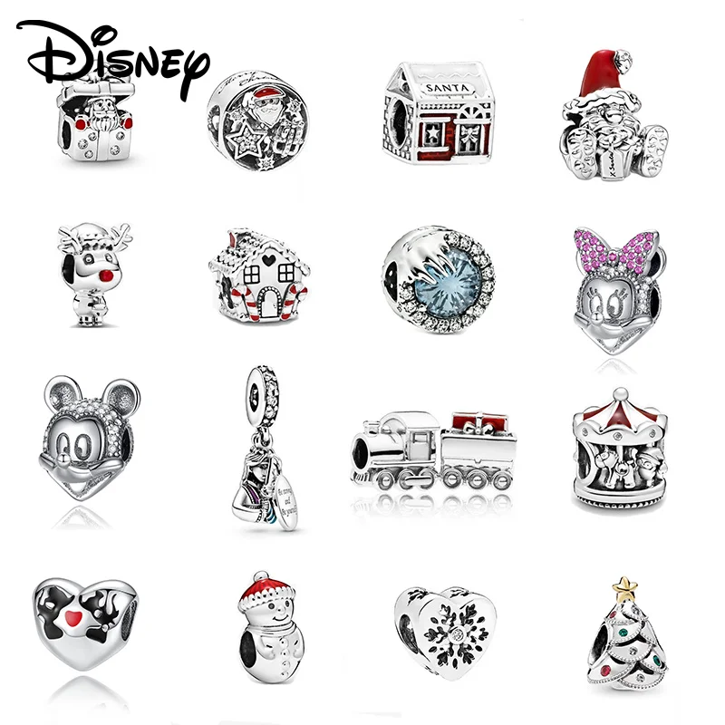 

Disney 925 sterling silver Mickey Minnie Christmas pendant beads suitable for women's bracelets, necklaces, DIY jewelry gifts