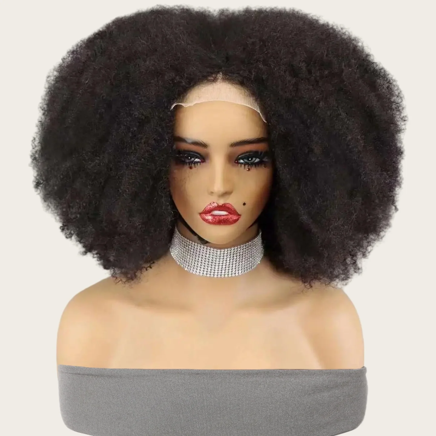 Afro Kinky Curly Wig Bob Human Hair Curly Human Hair Wigs 4x4 Lace front Wig For Women with Baby Hair for Women 300% Density