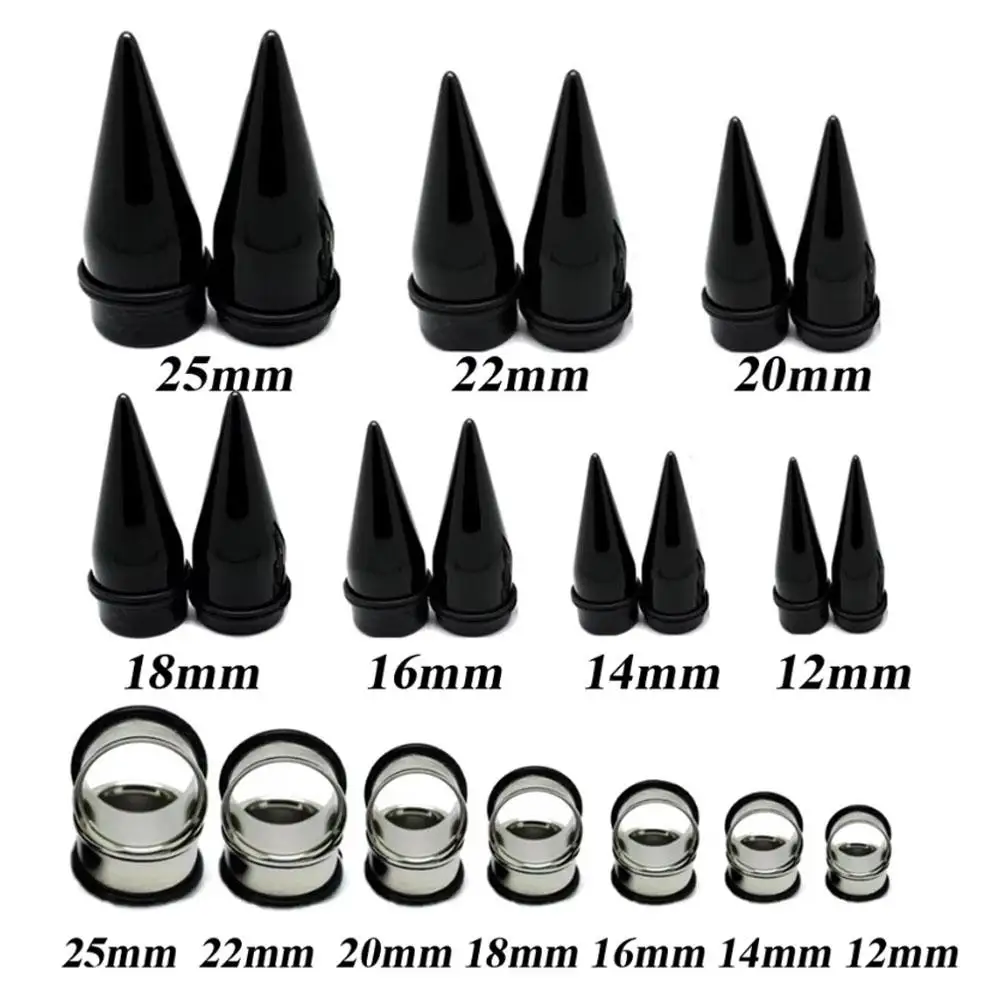 6pairs Giant Size Stainless Steel Single Flared Tunnel Acrylic Stretcher Ear Taper Kit Earring Plug Piercing Body Jewelry of Men