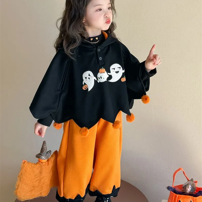 Kostum Halloween Anak-anak Set Cosplay Labu Pertunjukan Peran Pesta Ulang Tahun Pesta Dansa Pakaian Tee-piec...