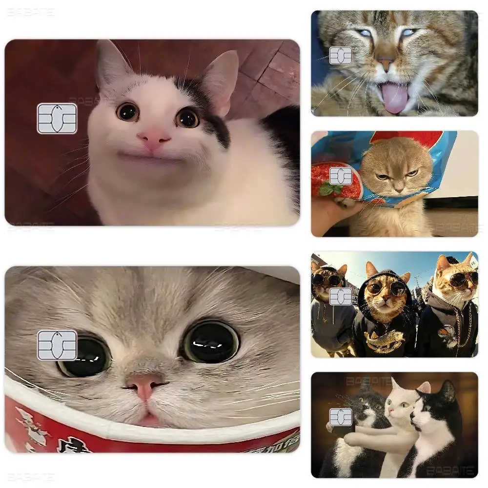 

Funny Cat Anime Cartoon Bear Skin Sticker Film Tape Case For Big Credit Debit Card Front Side