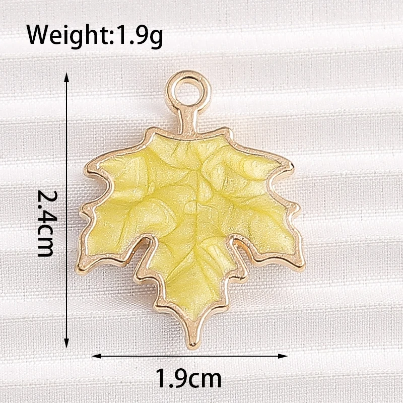 10 Stück 19x24mm Niedliche Emaille-Ahornblatt-Anhänger für Schmuckherstellung, Ohrringe, Halsketten, Armbänder, DIY-Bastelzubehör – Detail 1