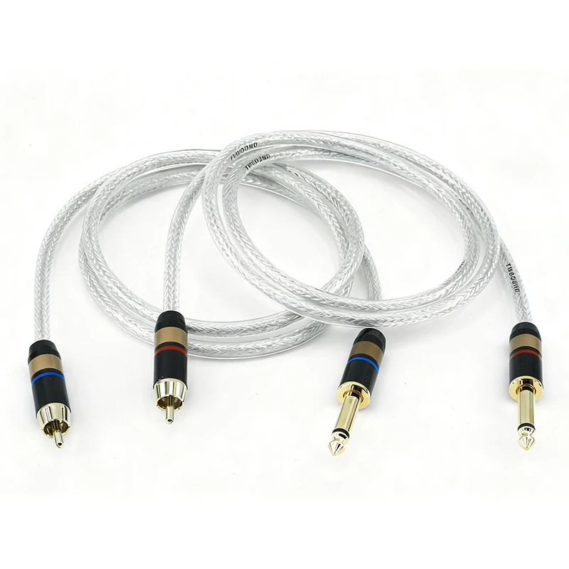 GOLLEY LION RCA to 6.35mm TS Audio Cable 2-Pack Hi-Fi Grade for Amplifier/Speaker/Mixer Cord