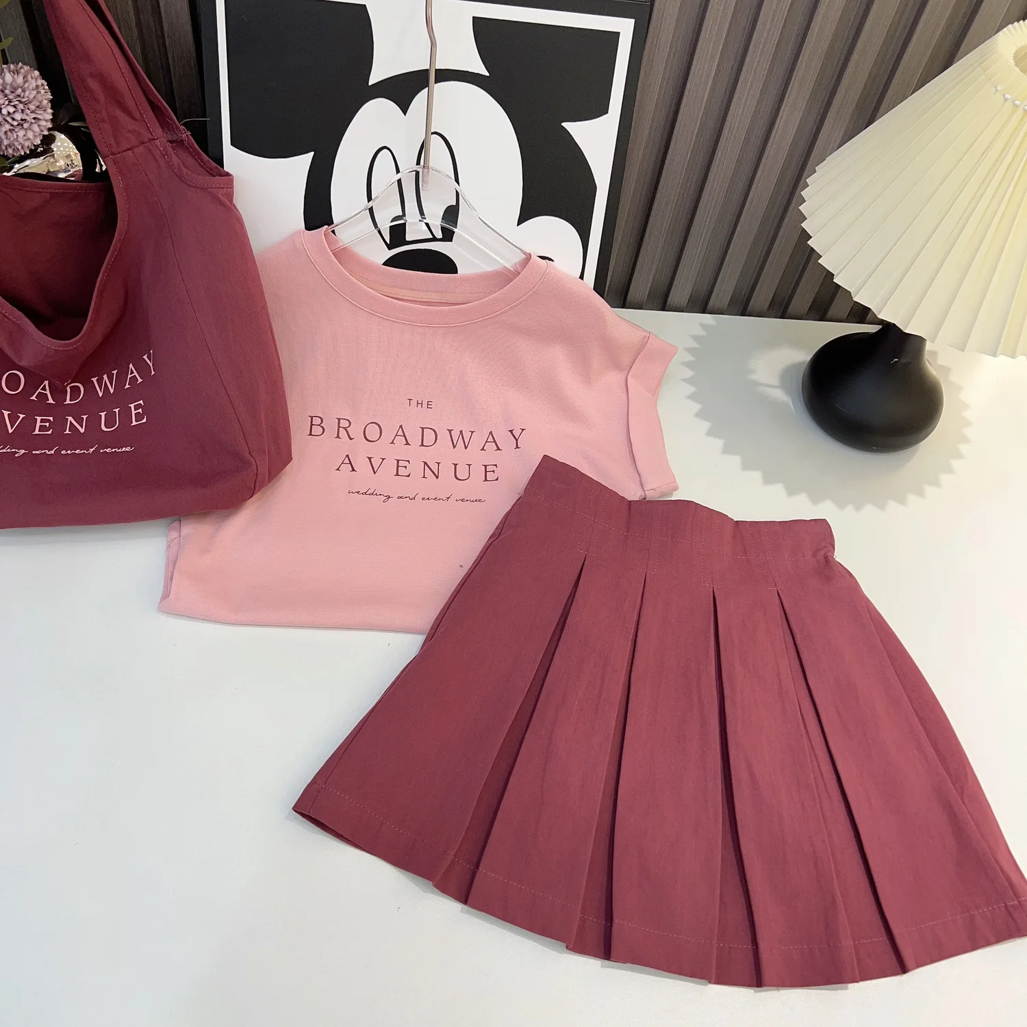 Fashion Baby Girl Clothes Set Letter Print Tshirt+Pleated Skirt 2PCS Summer Toddler Teens Child Suit Baby Clothes 3-16Y