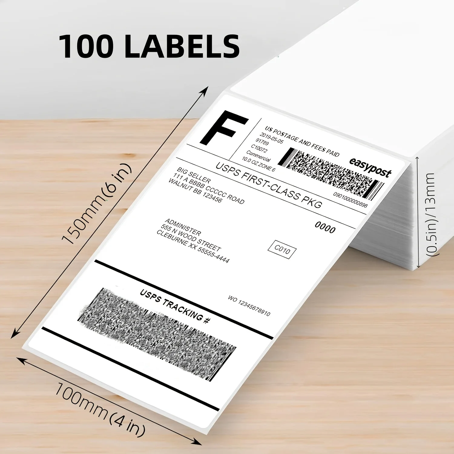 4x6 Inch Foldable Shipping Label Paper Commercial Grade 100 Sheets Per Pack Heat Resistant Barcode Printable Labels for Shipping