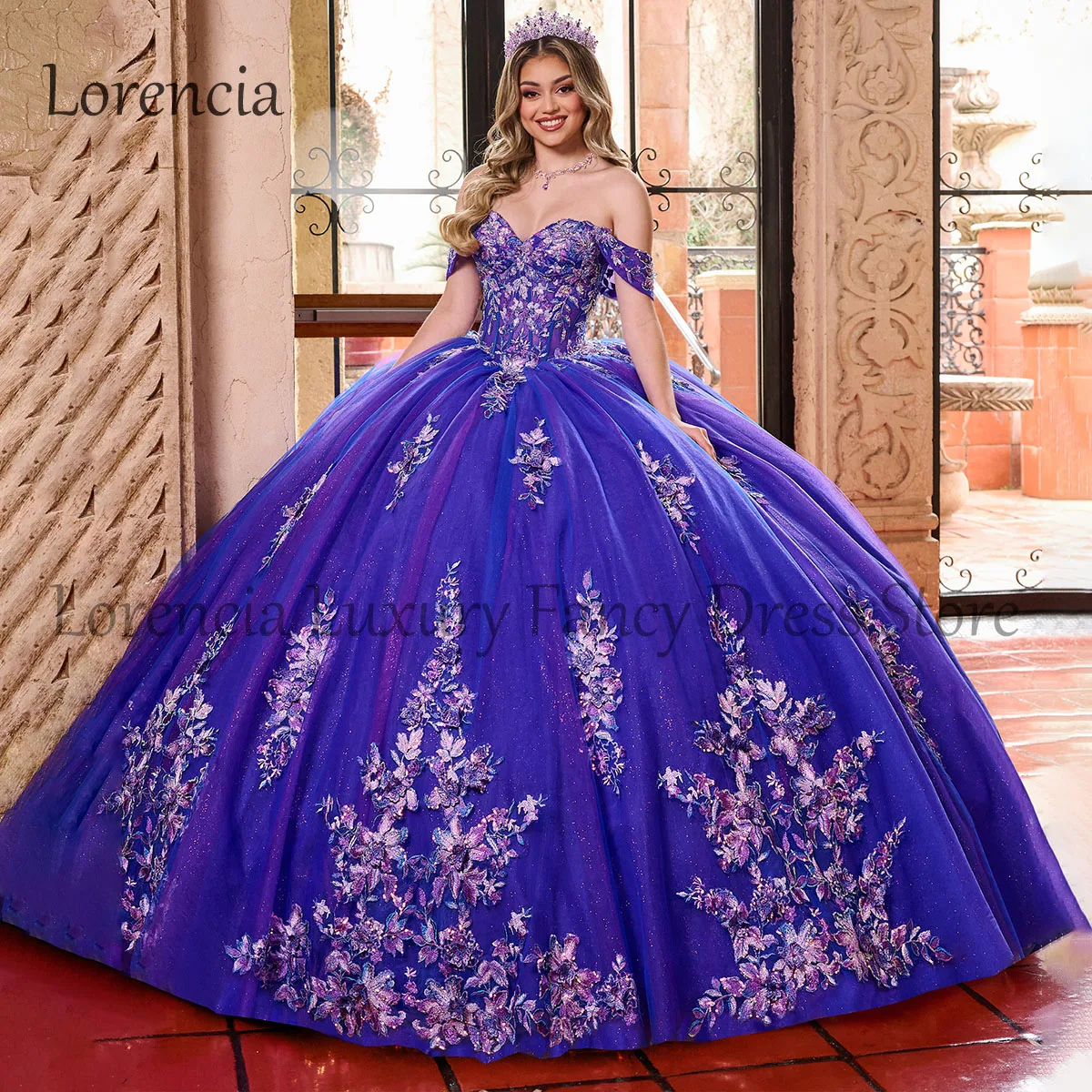 

2024 Quinceanera Dress Sweet 16 Ball Gown Mexican Off The Shoulder 3D Flowers Applique Beaded Corset Formal Vestidos De 15 Años